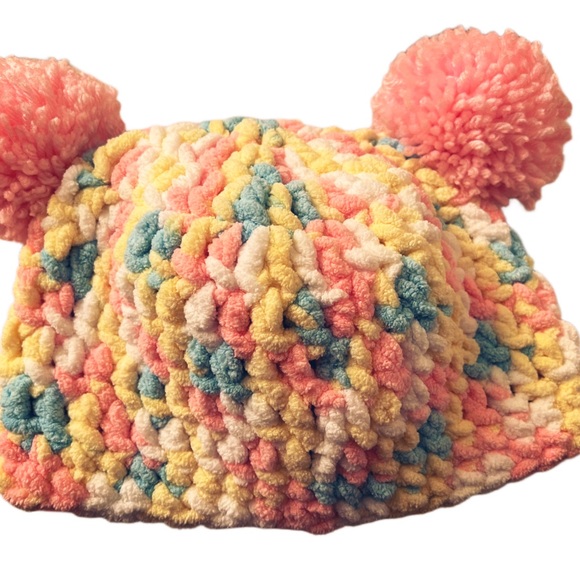 Cable Knit Pom Pom Beanie Pastel Super Soft - Picture 2 of 7